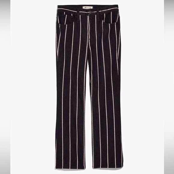 Madewell Cali Demi Boot Striped Cropped Jeans 26 - Picture 3 of 13